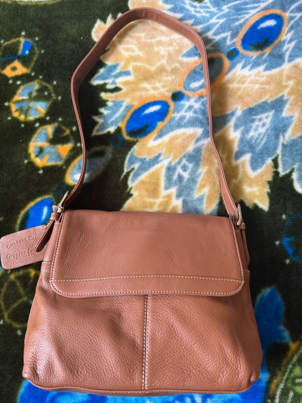 Charter Club Pebbled Leather Flap Crossbody in Tan - Picture 2 of 15